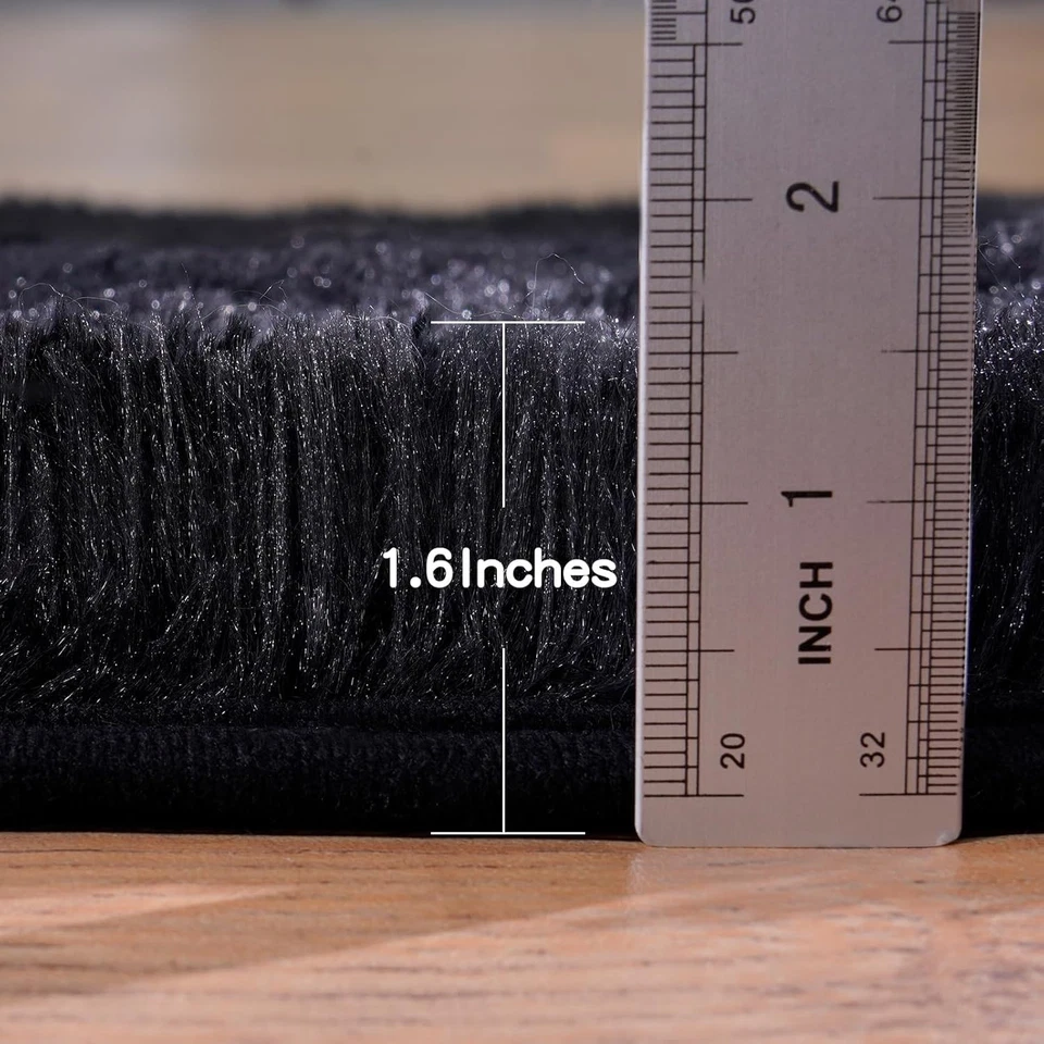 KING DARE Throw Rugs for Bedroom, 2x3 Area Rug Dorm, Feet, Black  — 第 2/4 张图片