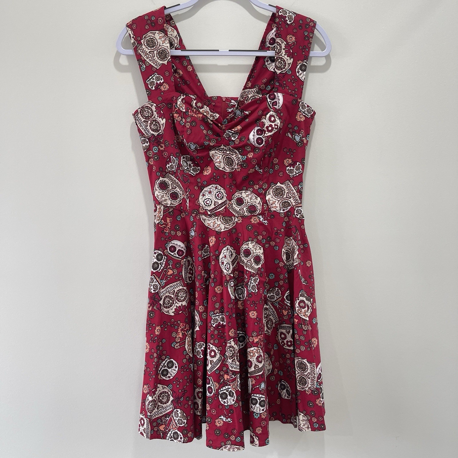 Hell Bunny Size S Womens Mini Dress Pockets Rear Zip Stretch Skull Party