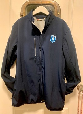 CLIQUE Mens Navy Full Zip Jacket w/ BENTLEY Patch Size LARGE-Very Good Conditn!