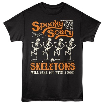 Spooky Scary Skeletons T-Shirt Halloween Song ANDREW GOLD DISNEY Black Cotton
