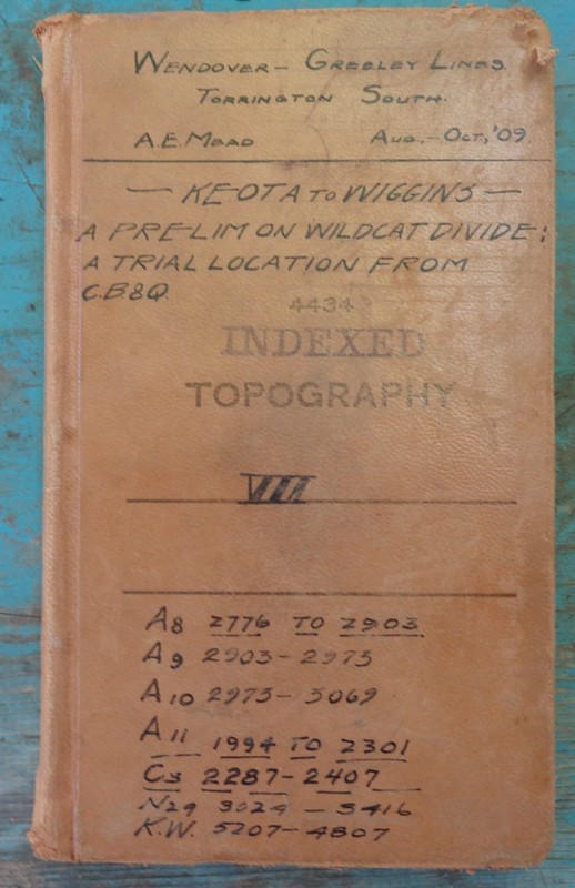 Rare 1909 C.B.&Q. RR Lines West Field book Survey Notes Prelim On Wildcat Divide
