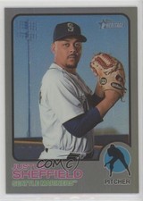 2022 Heritage High Number Chrome Silver Bordered Refractor Justus Sheffield 2f9