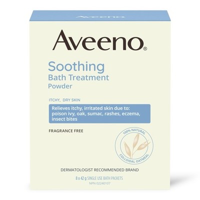 Aveeno Soothing Bath Treatment Colloidal Oatmeal Eczema Relief 8 Ct Skin Soft