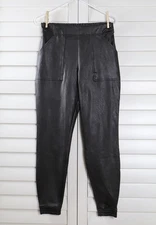 SPANX $138 Black Vegan Leather Pull On Jogger Casual Pants Size Medium