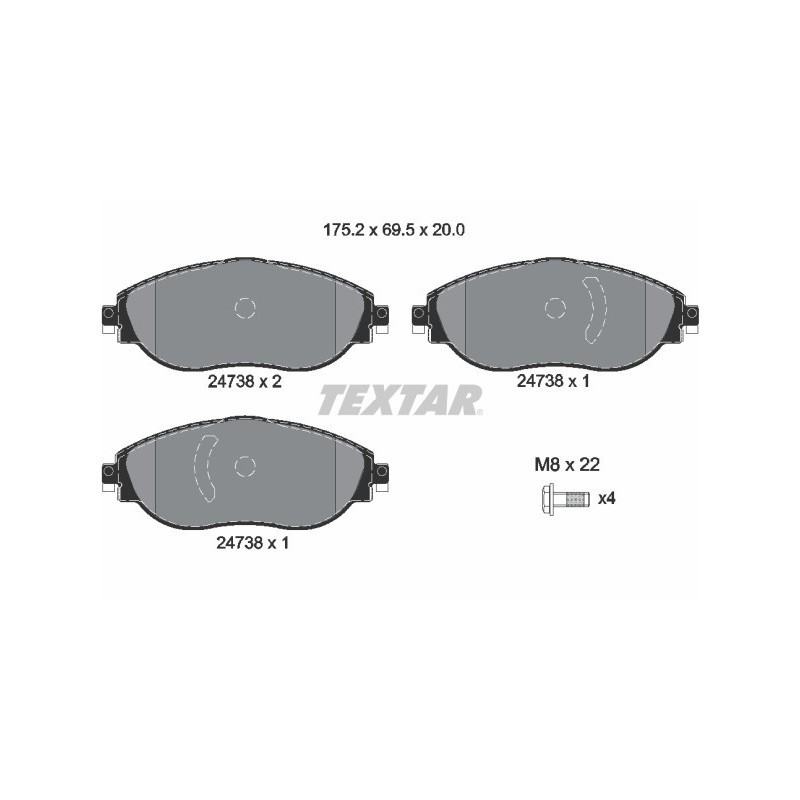 TEXTAR 2473806 Brake Pads Set Front for Q3 Arteon Golf Tiguan Passat