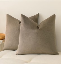 2 Pack 18x18 Dark Brown Throw Pillow Covers Waterproof Pet-Friendly Stain Resist