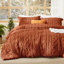 Bedsure Tufted Boho Comforter Set Queen Size - Terracotta Boho Bed Set,