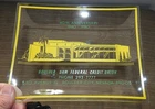 Vintage Glass Bank Advertising Tray Boulder Dam Federal Credit Union NEVADA '80s