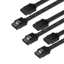 3-Pack SATA III Cable - 6Gbps Flat Data Transfer, 18 Inch with Locking Latch