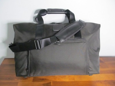 Tumi Black Expandable Nylon & Leather Accents Carry on Black Travel Duffle, NWT