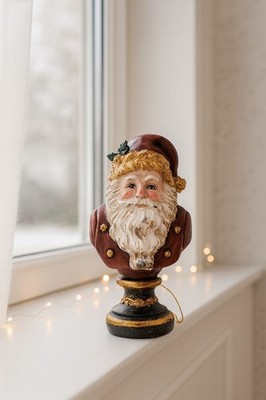 Clayre&Eef Büste, Weihnachtsmann, Weihnachtsdekoration, Shabby, Rot