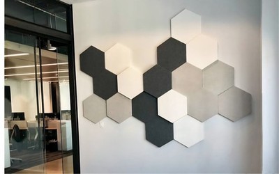 Hexagon Sound Absorbing Acoustic Wall Panel - WHITE
