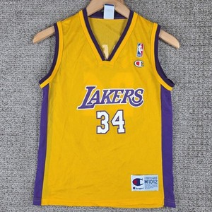 Champion Shaquille O'Neal Lakers Jersey Kids Medium 10-12 Yellow NBA Basketball