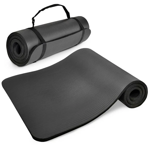 BalanceFrom Fitness 71x24in Anti Tear Yoga Mat with Strap, Black (Open Box)