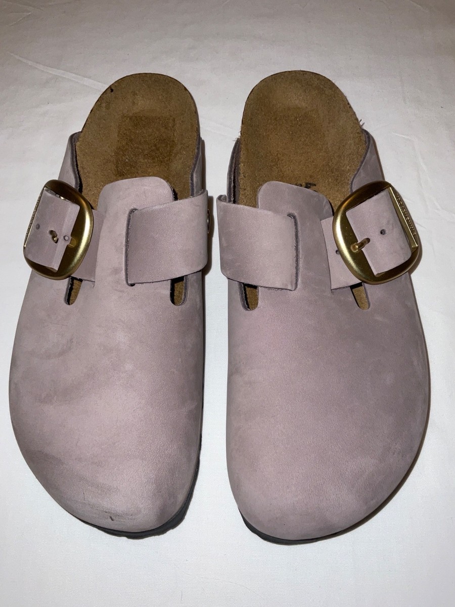 Birkenstock Boston Big Buckle Clogs Nubuck Leather Faded Purple