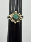 VINTAGE SILVER SOUTHWEST GREEN TURQUOISE RING SIZE 5.5