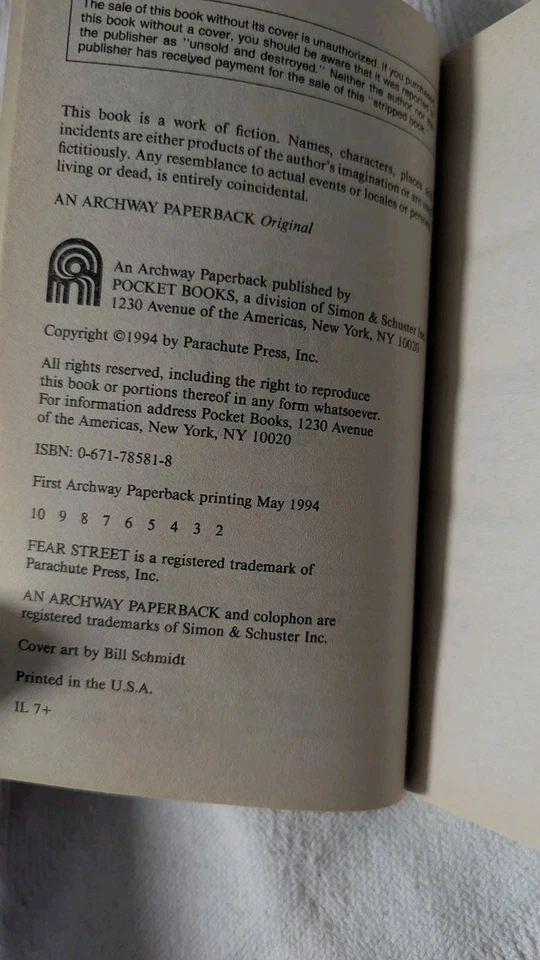 Vintage Lot 1994 Fear Street The Thrill Club & Second Horror R.L. Stine 1st Ed - Image 3 of 4