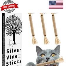 3 Pack Silvervine Sticks Cat Toys, 100 Natural Kitten Teething Chew Toys, Ca...