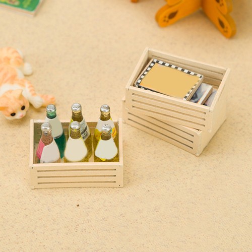5 Piezas Cesta de Almacenamiento de Madera Cesta Miniatura Dollhouse Decoraciones - Imagen 5 de 12