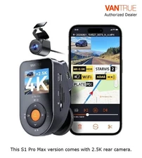 Vantrue S1 Pro Max Dual Dash Cam 4K+2.5K, GPS, WiFi, Night Vision, 24/7 Parking