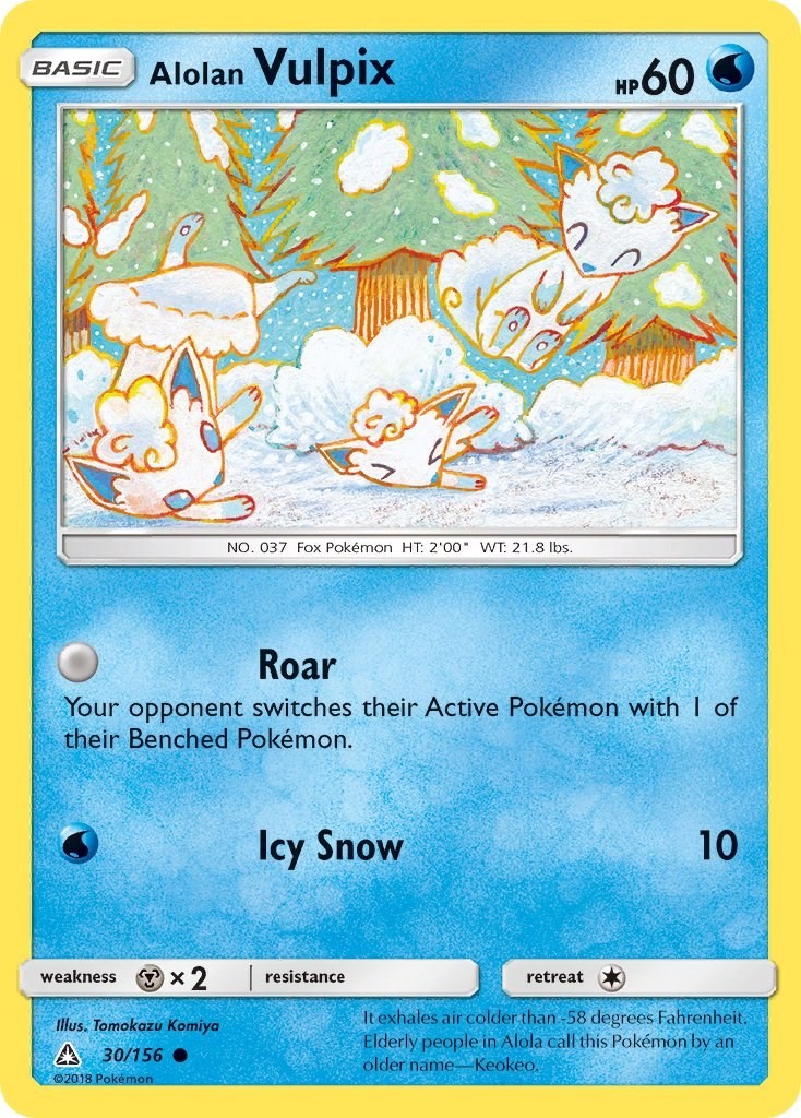 Alolan Vulpix 30/156 SM - Ultra Prism Common Pokemon HP