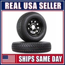 2-pack Trailer Tire Rim St17580d13 13 Inch Load C 5 Lug On 4.5 Black Wheel