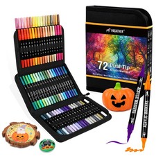 72 Colors Acrylic Paint Markers Dual Tip with Fine Tip and Brush Tip Pens for...