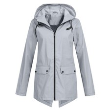 Women's Lightweight Waterproof Jacket - Hooded Windproof Outdoor Coat UK