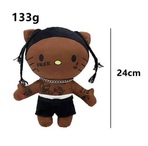Muñeco de Peluche Travis Scott Hello Kitty Niño Juegos con disfraces Rapero Scott Colección Juguete 24CM - Imagen 6 de 6
