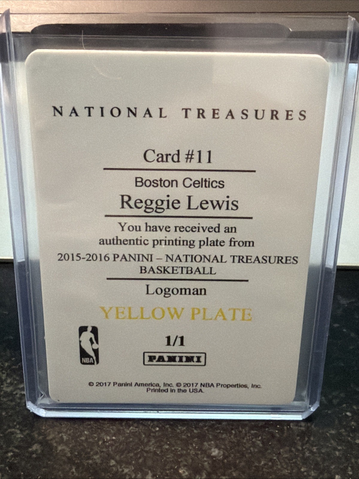2015 National Treasures Printing Plate 1/1 Reggie Lewis #11 Logoman Celtics view 5