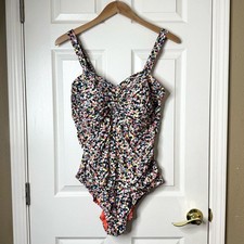 Anne Cole Confetti Twist Front Shirred Bandeau One Piece Swimsuit Size 22W