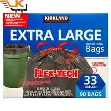 Kirkland Signature Flex-Tech 33 Gallon Trash Bag, 90Count, 1Count