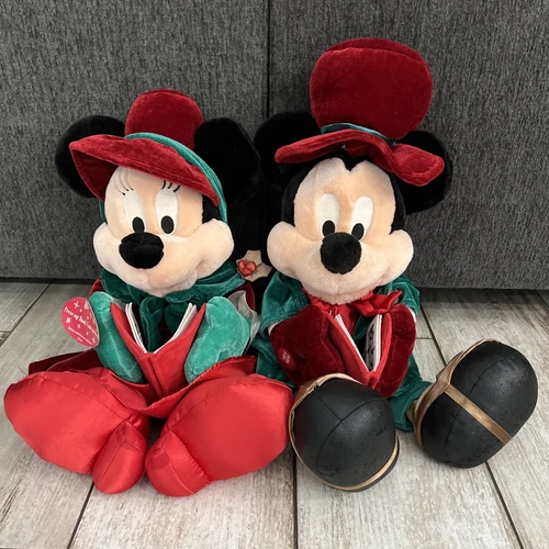 NWT Disney Minnie And Mickey Mouse Christmas 19” Victorian Caroler Plush Large