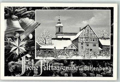 13257232 - 6963 Ballenberg Half-Timbered House Fir Branch Bells Winter