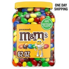 M M'S Peanut Milk Chocolate Candy Bulk Jar 62 oz FREE SHIPPING