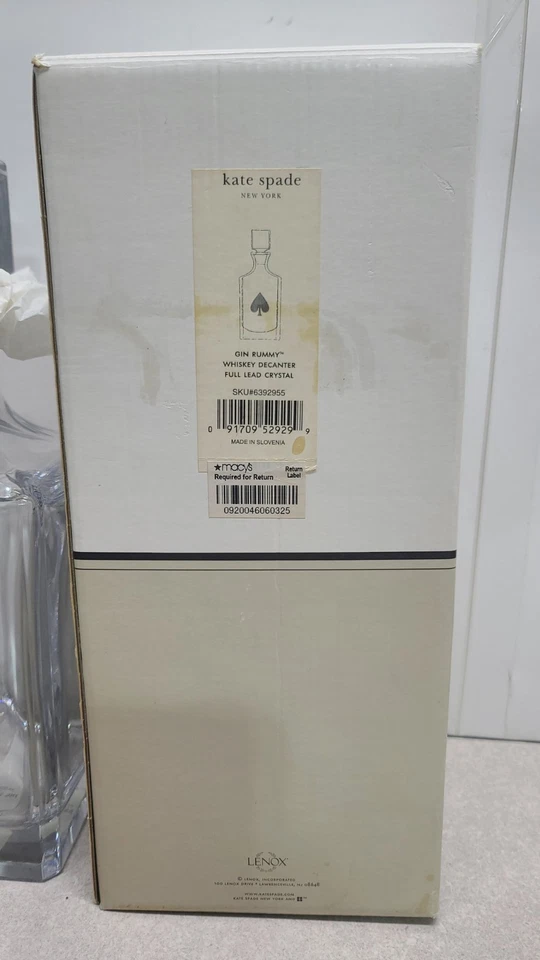 Raro Lenox Kate Spade New York Gin Rummy Cristal Whisky Decantador 11 Pulgadas  Foto 2 de 3