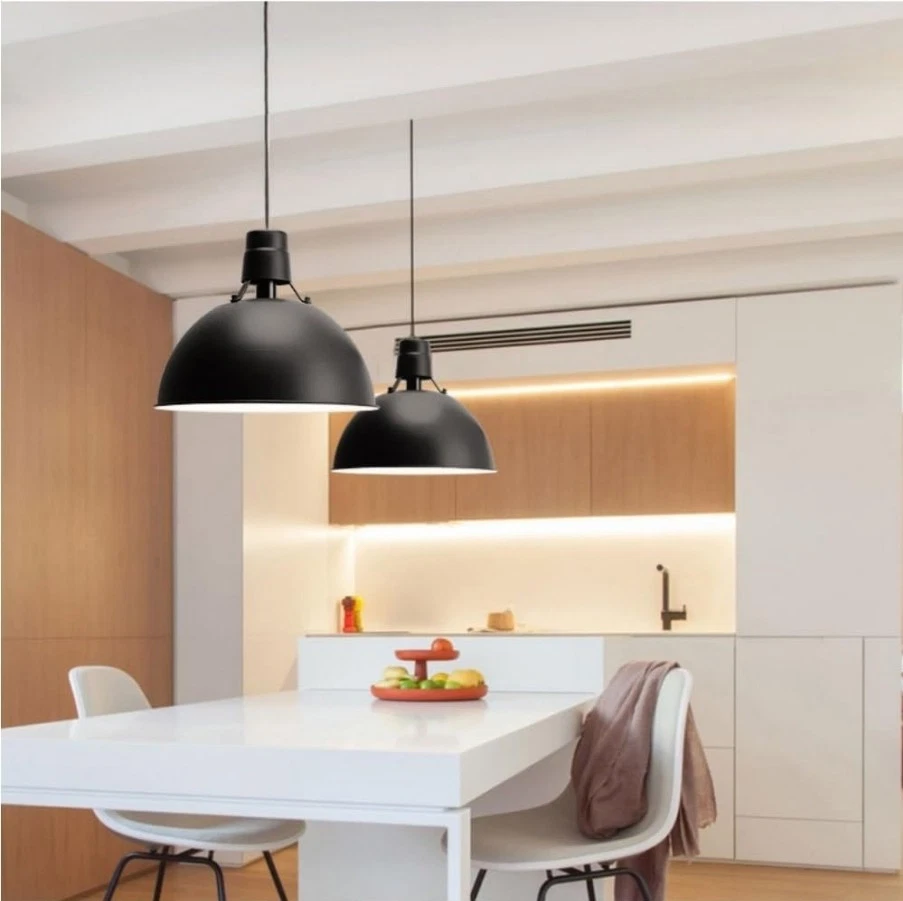 Blucastle Light Office Pendant Lamp 18 inch, 4 Lamp Black Shade / Cream Neck - Image 4 of 4