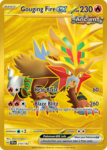 Gouging Fire ex 214/162 Hyper Rare Temporal Forces Pokemon Holo Near Mint