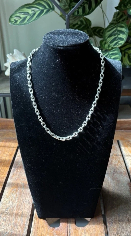 "Collar de cadena de cable de anclaje de 20"" de plata de ley 925 - 49,7 g - acabado rodio" Foto 2 de 4