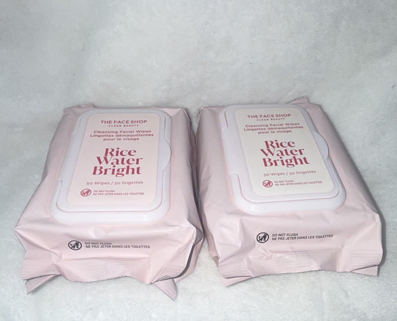 THE FACE SHOP Rice Water Bright Cleansing Facial Wipes Rice Extract Face 2 pack