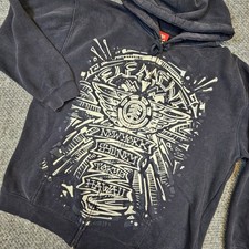 Y2k Element Skateboards Mens XL Full Zip Hoodie Black Graphic New York Tokyo