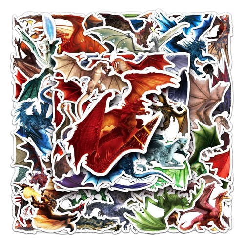 50pcs Dragon Theme Sticker Car Skateboard Luggage Suitcase Laptop Decals Decor - Picture 3 of 5
