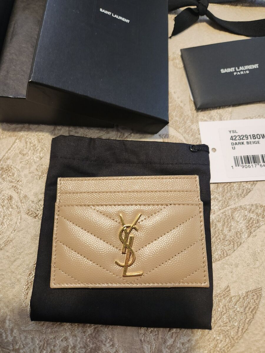 Yves Saint Laurent Light Beige Leather Credit Card Holder Yves Saint Laurent Light Beige Leather Credit Card Holder