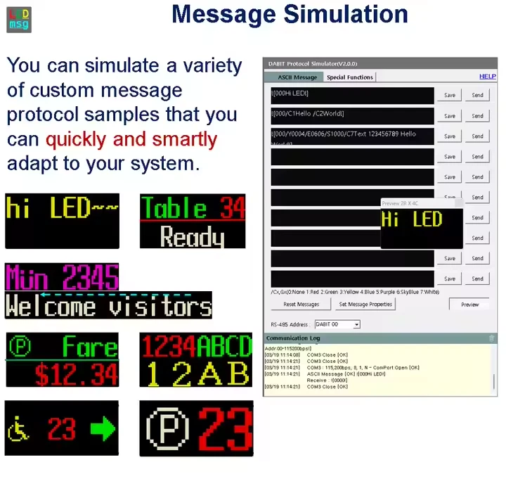 Variable message sign for PLC PC IoT MCU Robot by RS232 TTL Ethernet Interface - Image 3 of 4