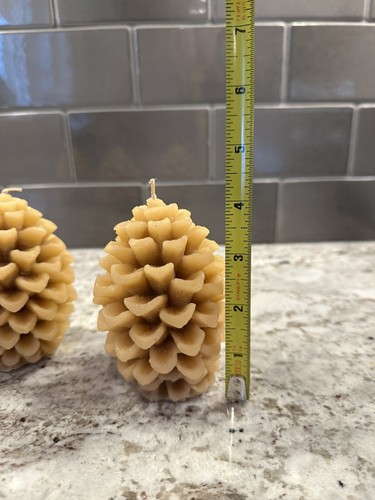 Pinecone 100% Beeswax Candles Set Of 3 Natural Pine Cone - Picture 3 of 4
