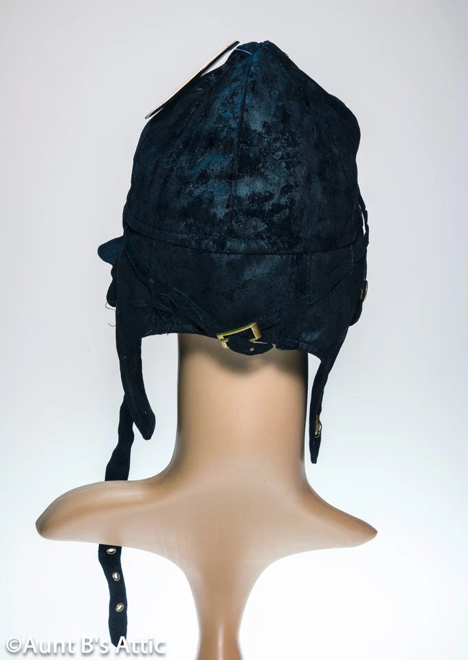 Casco de aviador negro imitación gamuza totalmente forrado Segunda Guerra Mundial piloto militar sombrero steampunk Foto 4 de 4