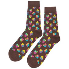 NWT Geometric Heart Brown Dress Socks Novelty Men 8-12 Brown Crazy Fun Sockfly