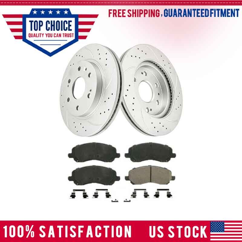for Jeep Patriot Compass Caliber Avenger Front DRILLED Rotors Ceramic Brake Pads