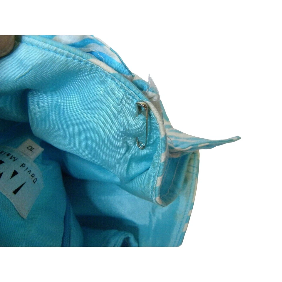 Vestido Vaina David Meister Azul Blanco Estampado Algodón Talla 10 Forrado Sin Tirantes EE. UU. Foto 4 de 4