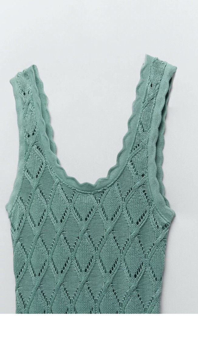 Zara Green Crochet Dress M New | eBay